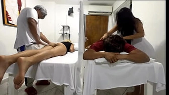 Couples Massage Ends in Wifey Being Poked next to her Man by the Perverted Doctor NTR JAV