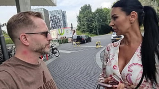 Pornstar Ania Kinski gets hammered in the rear-end by a fan who wants to try out in the porn industry