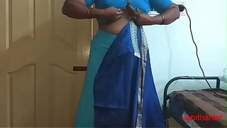desi Indian tamil aunty telugu aunty kannada aunty malayalam aunty Kerala aunty hindi bhabhi horny cheating ex-wife vanitha wearing saree showing giant breasts and shaved vagina Aunty Changing Dress ready for party and Making Tape