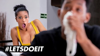 HORNYHOSTEL - (Tina Fire, Jesus Reyes) - Humongous Titties African Teenie Caches Panty Sniffer And Lets Him Fuck Her Booty