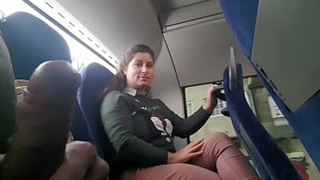 Exhibitionist seduces Milf to Lick & Jerk his Penis in Bus