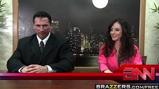 Brazzers - Enormous Melons at Work - Fuck The News scene starring Ariella Ferrera, Nikki Sexx and John Str