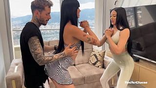 Cute latinas fuck their personal trainer