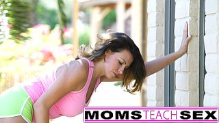 Step mom gives tiny teens a lesson in cunt licking