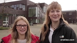 Firsties: Females fuck in the Berlin University Library