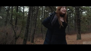 2 sick perverts take bubble booty MILF for a crawl into the woods