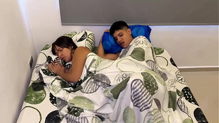 While my naughty MILF stepmother lets me sleep in her bedroom, I fuck her good and end up cums inside her booty.