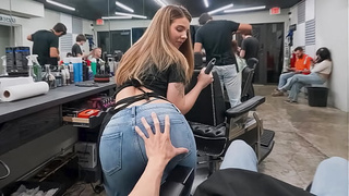 Groping the Kinky Fresh Cleaner’s Behind in the Barbershop - PervTeen