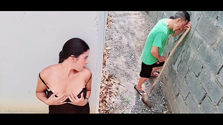 The gigantic-titted and huge-assed stepmother mounts the older bricklayer