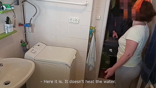 part1: Charming, older ex-wife gets hammered by washing machine repairman - while man sleeps. After waking up, unsuspecting man mounts ex-wife too.