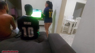 I had to have sex with my man's friend because of a bet, but I got horny and ended up doing DP with both of them