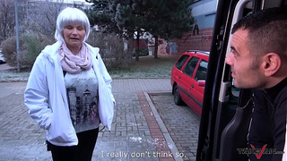 Milf busty bitch found on the street get jizz covered vagina in driving van