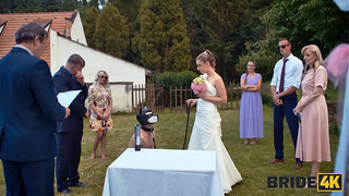 BRIDE4K. Blonde bride with natural boobies enjoyed a good fuck on her nasty wedding