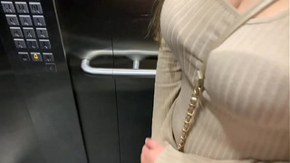 Public sex in the elevator after the party with my friend. We get caught!