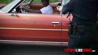 Foursome with horny cops and a BBC at the hood in an interracial threesome after getting arrested.