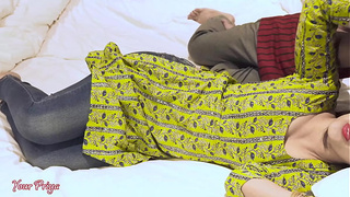 Attractive Indian Stepsis romance, chudai long sex after cumming with Hindi audio