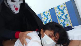 Damn darkness stalks me on Halloween! A horrifying ebony entity chases me and traps me to do cursed and inappropriate things. Painful but tasty anal sex.