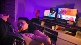 My friend saw me playing and tried to distract me by asking me to eat her and spunk on her face