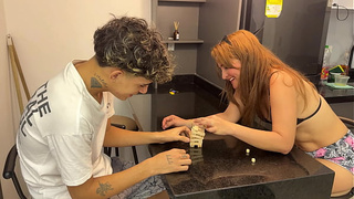 My stepmother with a very massive bum makes a bet with me and I cheat to fuck her good.