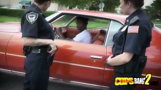 Horny cops arrest a black guy while he was driving his car and stop him just to fuck him hard.
