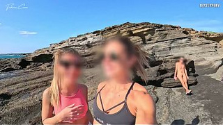 2 SKANKS ON THE BEACH: my prick exposed to 2 fit sluts on the beach