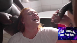 Bathroom Blowbang with Voluptuous Ginger Julie Red-head