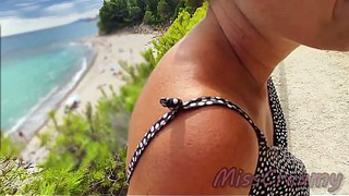 French Milf Oral sex Amateurs on Nude Beach public in Greece to stranger with Sperm shot - MissCreamy