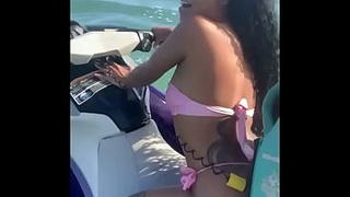 Fresh chick left her man on the beach and had sex with the instructor on the jet ski.