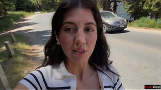 Maniac nailed a bitch in the bushes and jizzed on her face for a public walk with jizz - Cumwalk