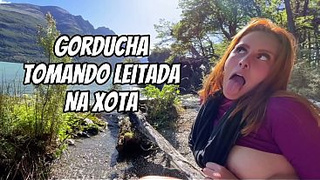 Chubby lady with a giant twat getting a load in her twat from her gay friend.