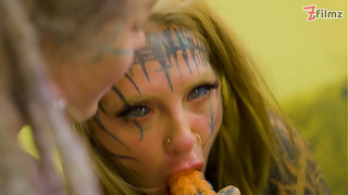 Alt-Chicks Tattooed Lezzie Dildo Punk, Goth, Hippie, Spit Tongue