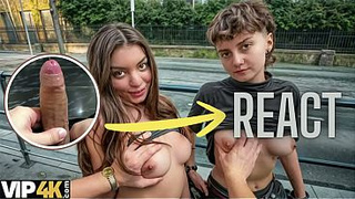 React: VIP4K. 2 beautiful Lesbians don't mind to having a Threesome with a stranger from the train