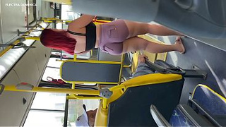 That red-head is really horny, she masturbated on the bus in public.
