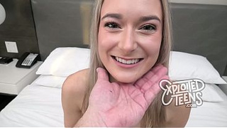 Gorgeous Blonde College Lady Gets Her Shaved Snatch FILLED With a Fine Cream-pie