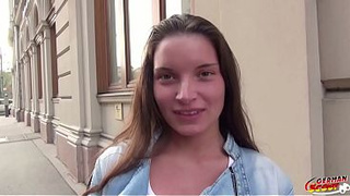 GERMAN SCOUT - Tiny blonde Youngster Anita B with Fit Body Pick Up for no condom Casting Anal Fuck