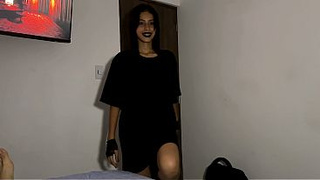 18-Year-Older Goth Humongous-Butted Mavis Riding a Huge Dick Hard Until She Receives a Monstrous Cum-shot in Her Tight Vagina!