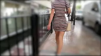 Attractive Ex-Wife Walking In Tight Dress Wiggling Hot Rear-End