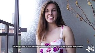CASTING FRANCAIS - First time porn audition with fine French Canadian newbie