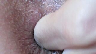 Extreme close up anal play and fingering butt-hole