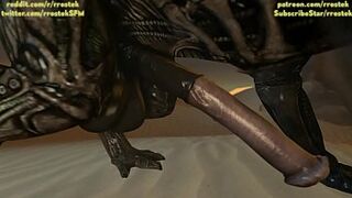 Samus Aran on a strange Alien Planet being slammed by Xenomorphs hard core 3D Animation