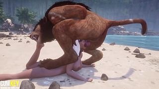 Busty chick Breeds with Furry on the beach | Monstrous Rod Monster | 3D Porn Slutty Life
