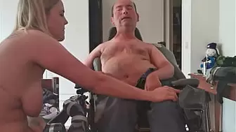Busty blonde takes big load of cripple and puts it in her cunt