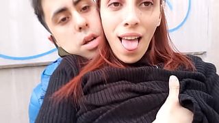 Risky public oral sex and fuck on the street next to the train station and in front of the police - @lynnscreamreal Public Adventures part one