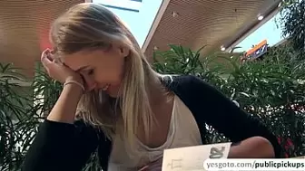 Super gorgeous blonde cutie gets paid for public nudity and sex