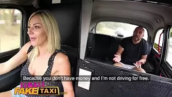 Female Fake Taxi Busty blonde mounts lucky passengers dick to pay fare