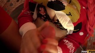 this Christmas Jenny Pink gives sloppy oral sex with humongous sperm!