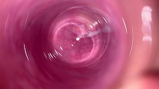 Web camera inside my tight creamy cunt, Internal view of my horny cunt